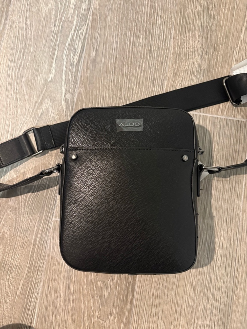 ALDO Black Textured Messenger Crossbody Bag